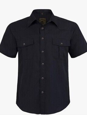 Men's Western Plaid Pearl Snap Buttons Two Pocket Casual Short Sleeve Shirt